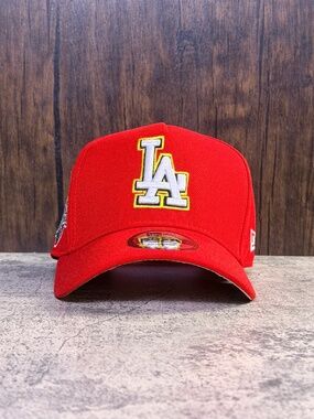 New Era 9FORTY LA Dodgers Red Snapback Hat Viva Patch OSFA New